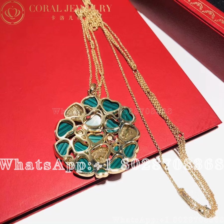 Chopard Happy Hearts Pendant 18k Rose Gold, Malachite and Diamonds 79A483-5141 - Image 3