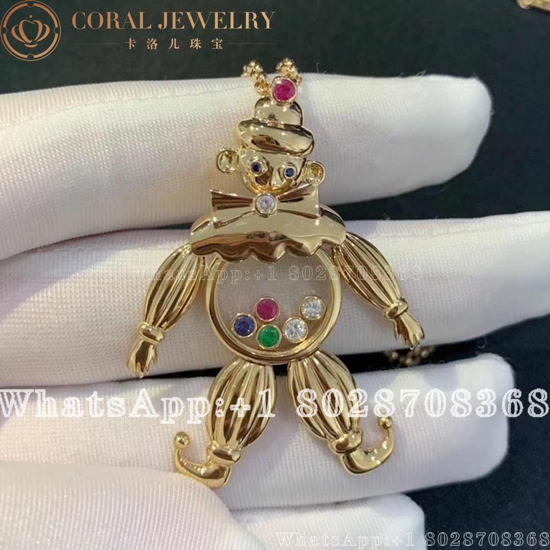 Chopard Gem Set Gold Happy Diamonds Clown Pendant Coral (5)