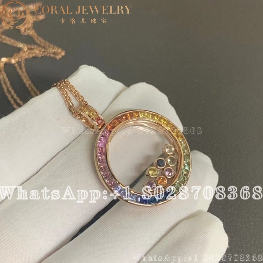 Chopard Happy Diamonds 18k Rose Gold Pendant with Diamonds and Fancy Sapphires - Image 3