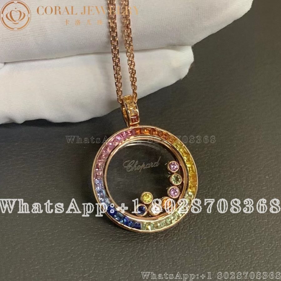 Chopard Happy Diamonds 18k Rose Gold Pendant with Diamonds and Fancy Sapphires - Image 5