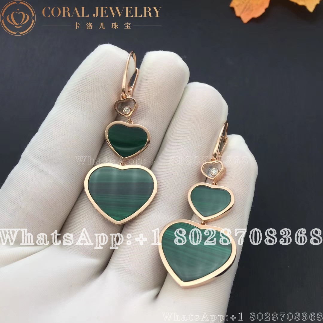 Chopard Happy Hearts Earrings Ethical Rose Gold Diamonds Malachite 837482 5113 Coral (1)