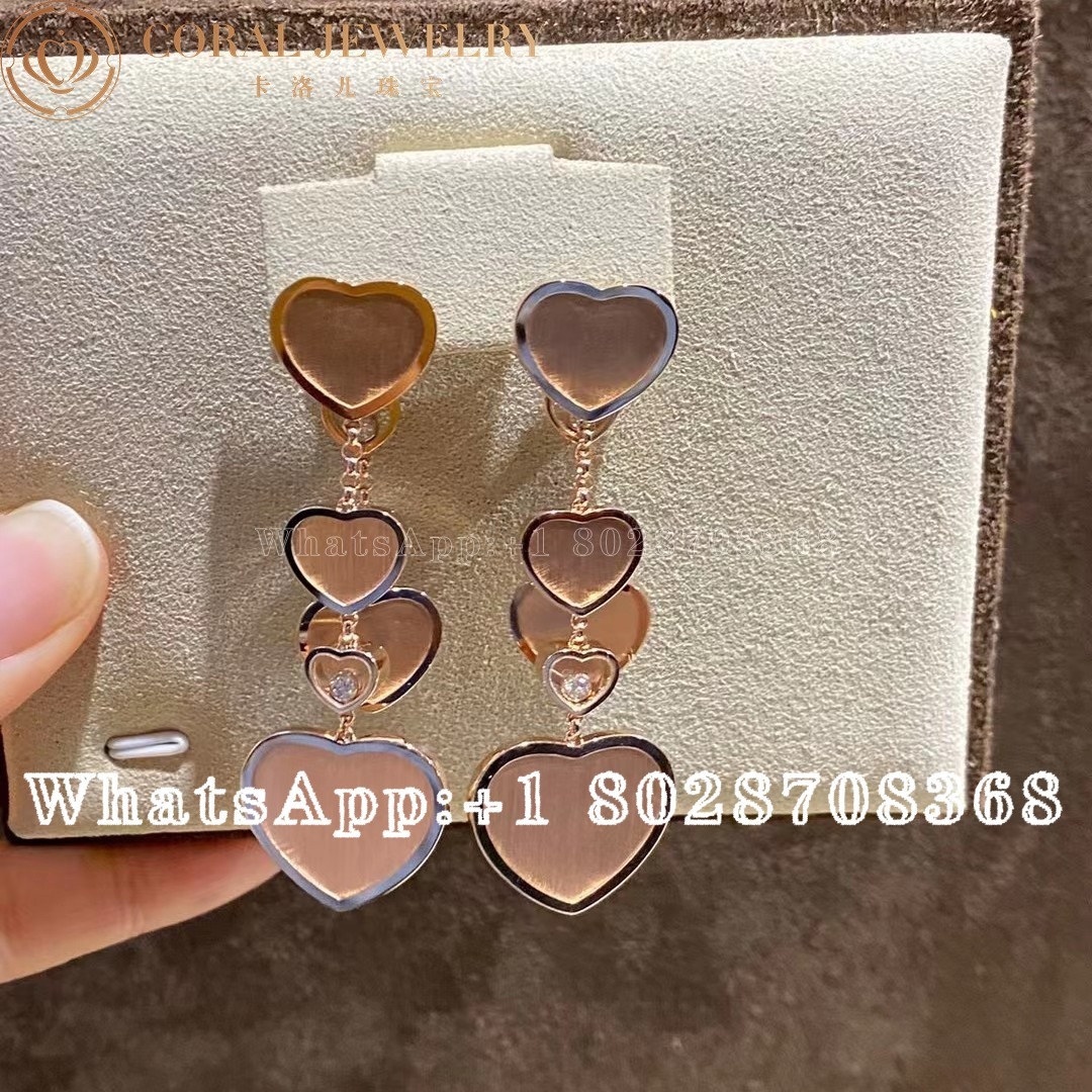 Chopard Happy Hearts Golden Hearts Rose Gold Diamond Limited Edition Earrings 83a707 5029 Coral (1)