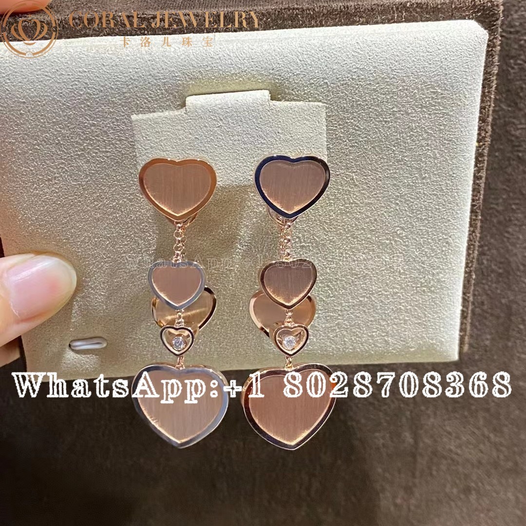 Chopard Happy Hearts Golden Hearts Rose Gold Diamond Limited Edition Earrings 83a707 5029 Coral (2)