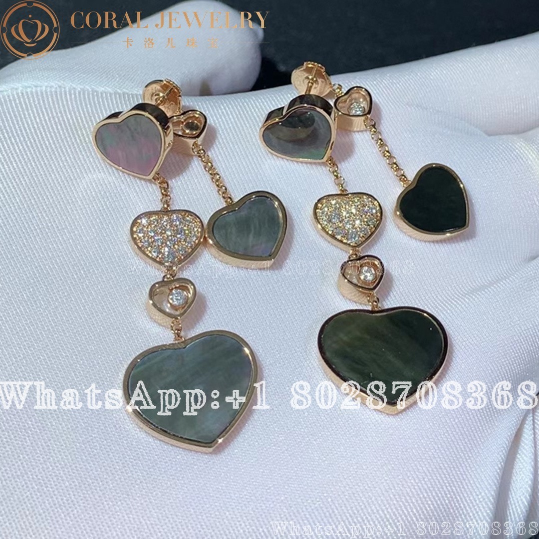 Chopard Happy Hearts Naked Heart Foundation Earrings Ethical Rose Gold Diamondsgray Mother Of Pearl Coral (3)