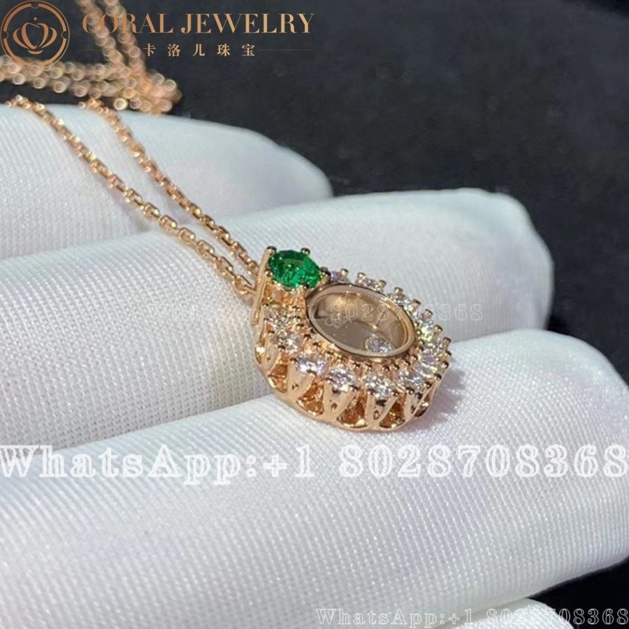 Chopard Joaillerie Rose Gold Emerald Diamond Pendant - Image 4