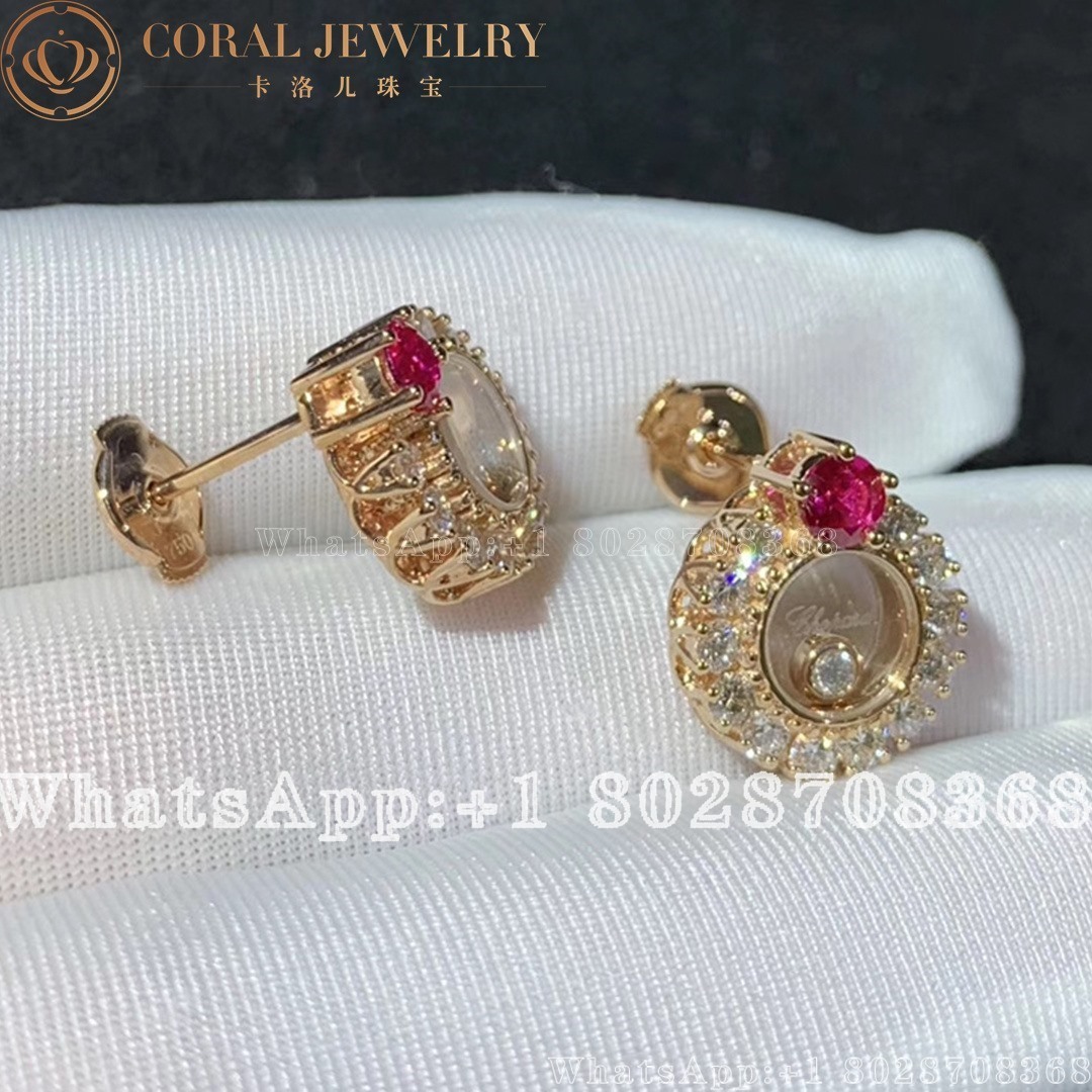 Chopard Happy Diamonds Joaillerie Rose Gold Ruby Diamond Earrings 839466 5901 Coral (7)