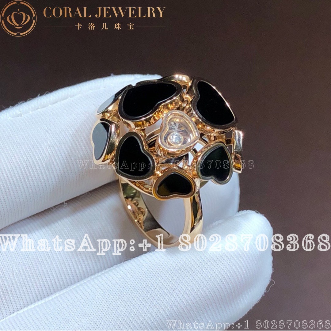 Chopard Happy Hearts Onyx Ring 18ct Rose Gold 827482 5210 (1)