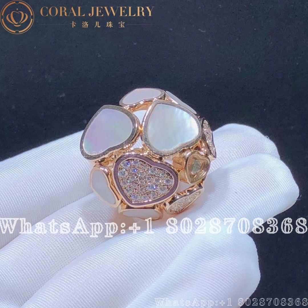 Chopard Happy Diamonds Rose Gold Pearl Diamond Ring 827482 5310 Coral (2)