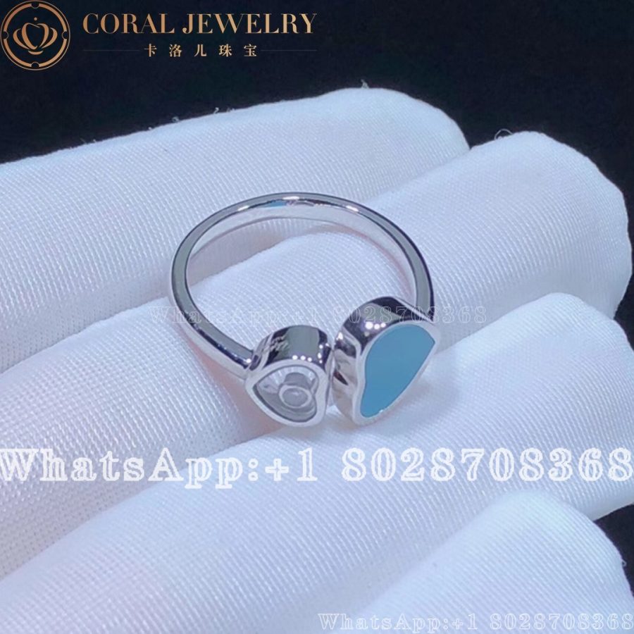 Chopard Happy Hearts Ring, Ethical White Gold, Diamond, Turquoise Stone 29482-5400 - Image 3