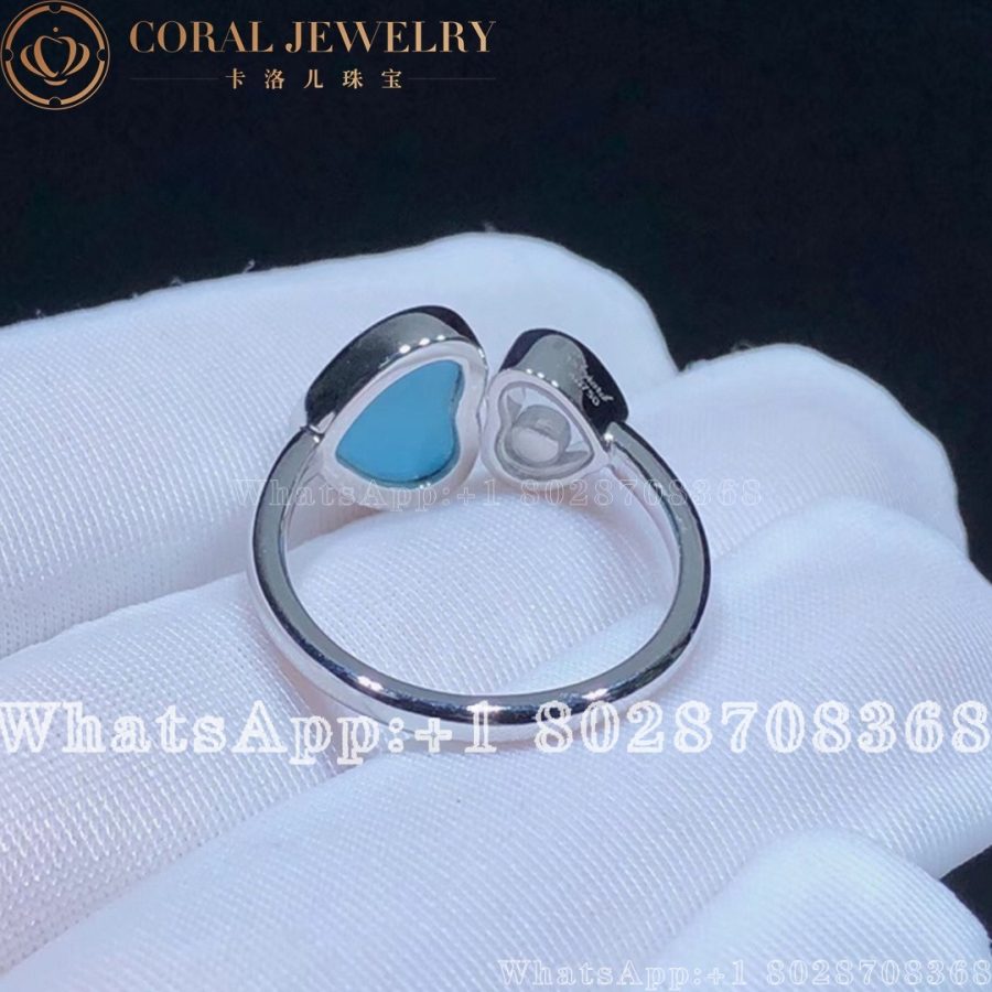 Chopard Happy Hearts Ring, Ethical White Gold, Diamond, Turquoise Stone 29482-5400 - Image 4