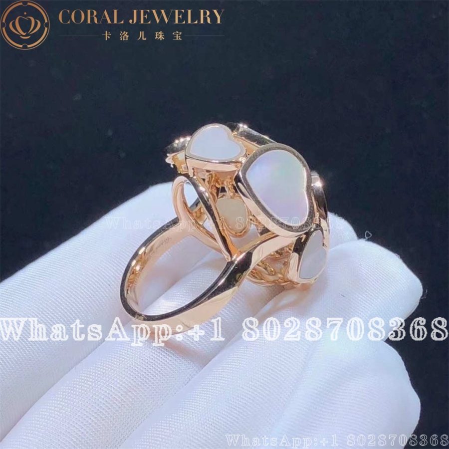 Chopard Happy Hearts Rose Gold Pearl Diamond Ring 827482-5360 - Image 3