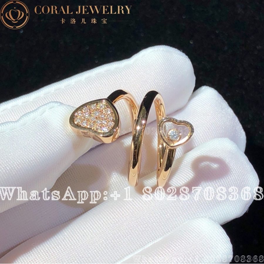 Chopard Rose Gold and Diamond Happy Hearts Twist Ring - Image 4