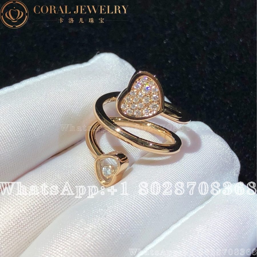 Chopard Rose Gold and Diamond Happy Hearts Twist Ring - Image 3