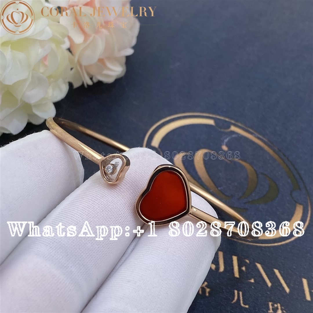 Chopard Happy Hearts Rose Gold Red Stone Diamond Bangle 857482 5702 Coral (1)