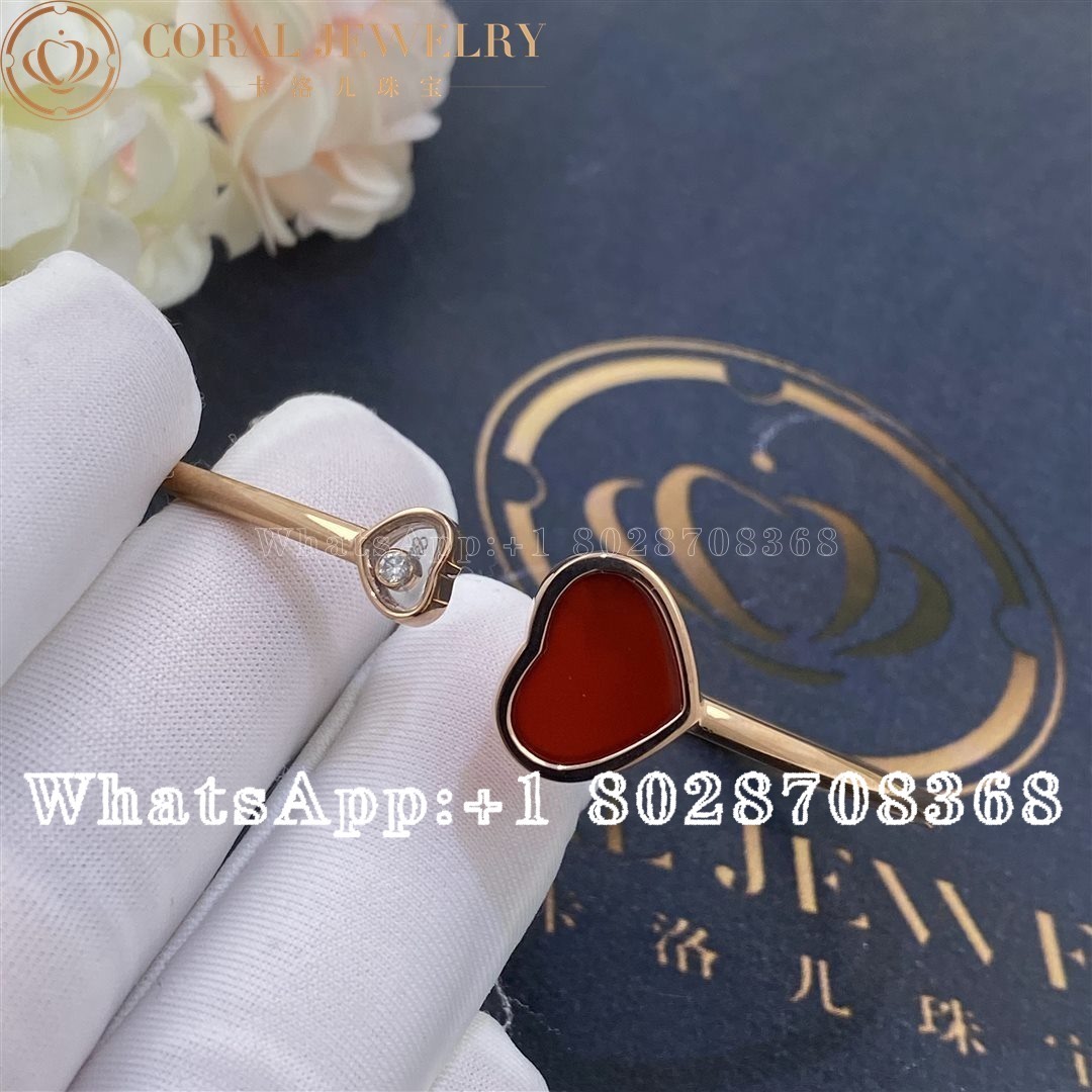 Chopard Happy Hearts Rose Gold Red Stone Diamond Bangle 857482 5702 Coral (2)