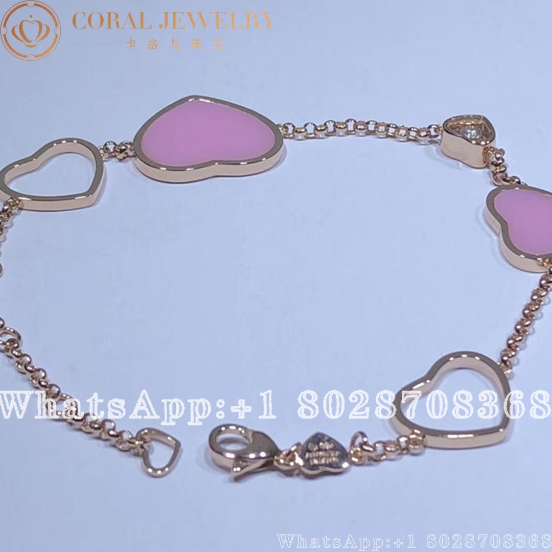 Chopard Happy Hearts Rose Gold Rose Stone Diamond Bracelet 857482 5061 Coral (1)