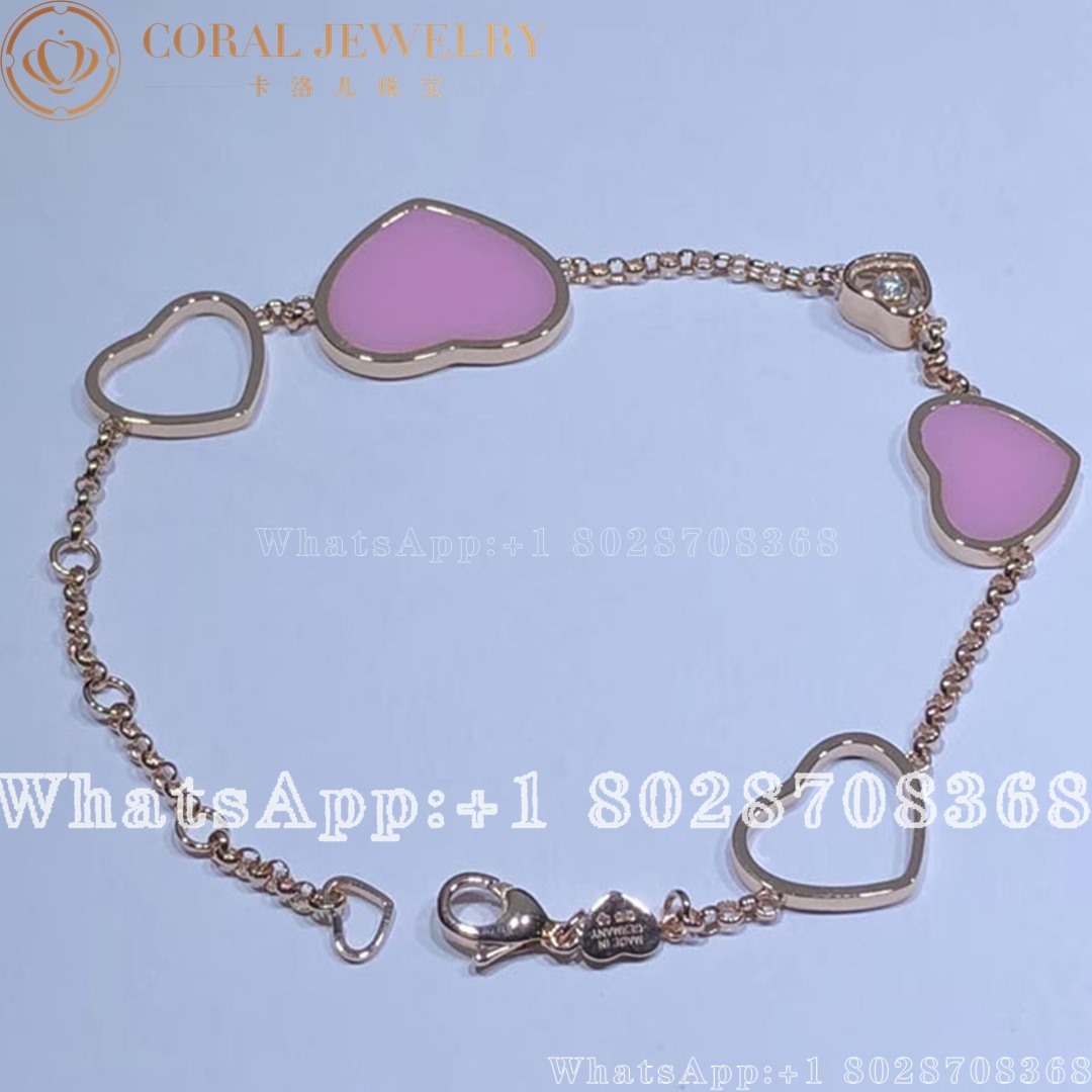 Chopard Happy Hearts Rose Gold Rose Stone Diamond Bracelet 857482 5061 Coral (2)