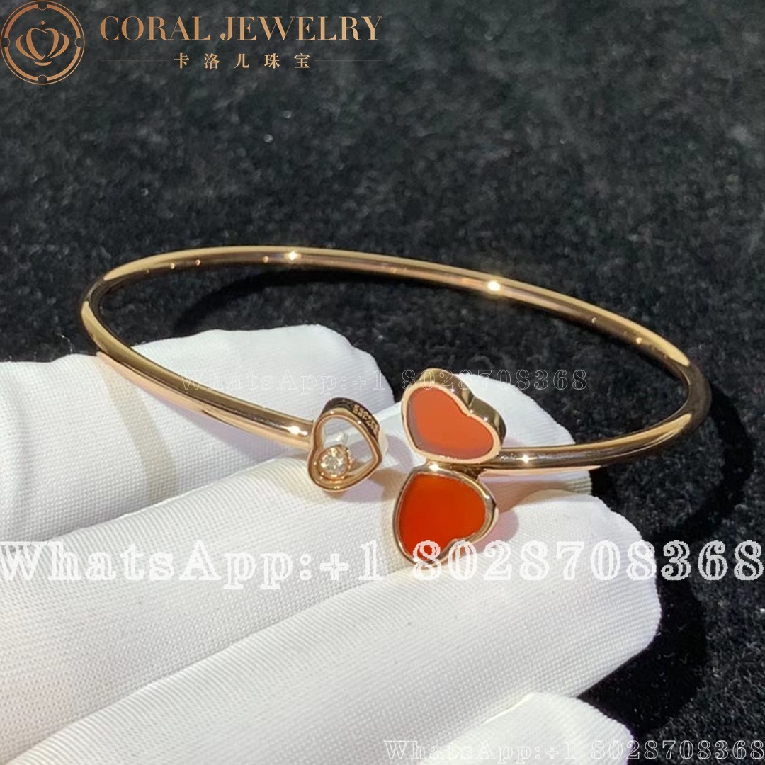 Chopard Happy Hearts Wings Rose Gold Red Stone Bangle 85a083 5801 Coral (1)