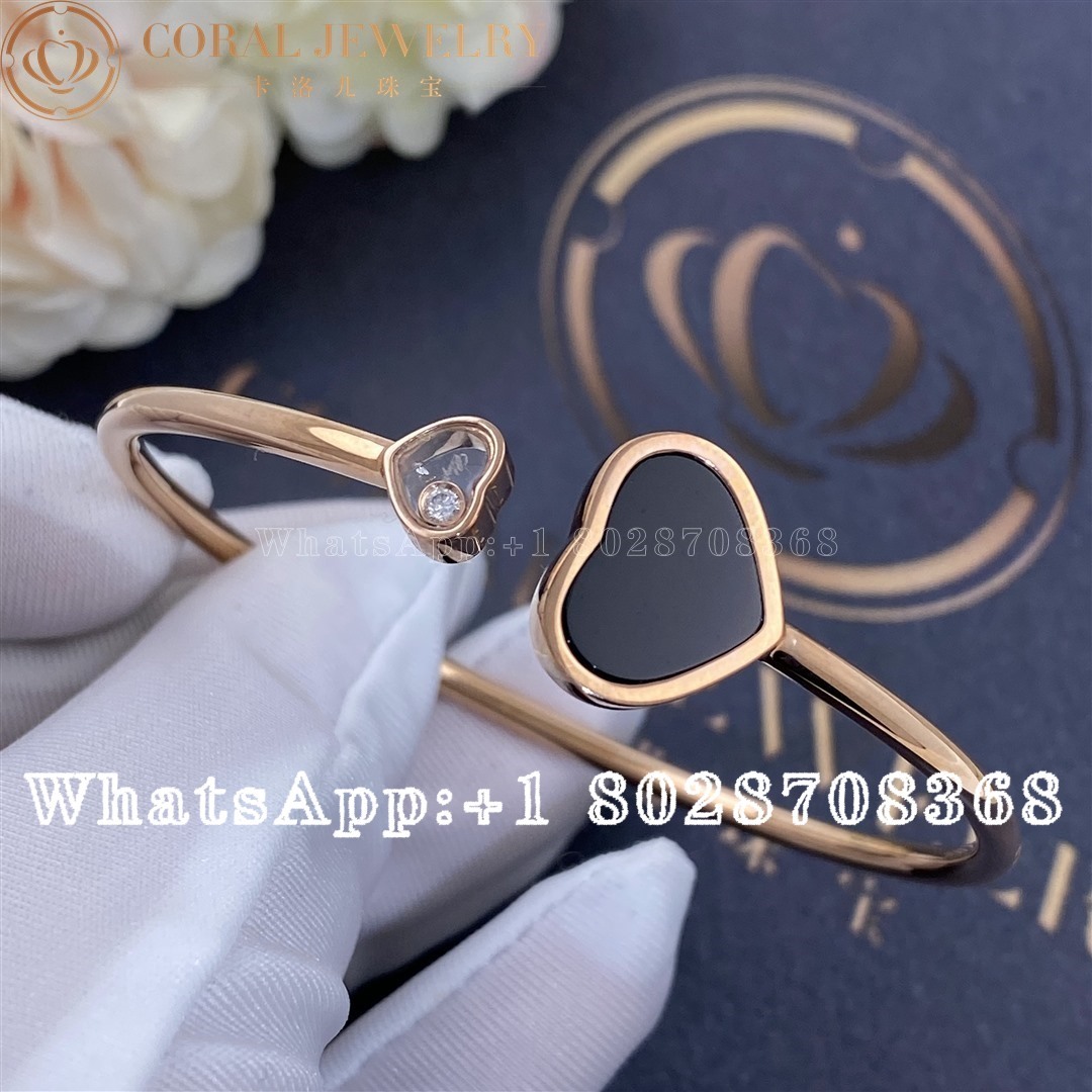 Chopard Happy Hearts Rose Gold Onyx Diamond Bangle 857482 5202 Coral (2)