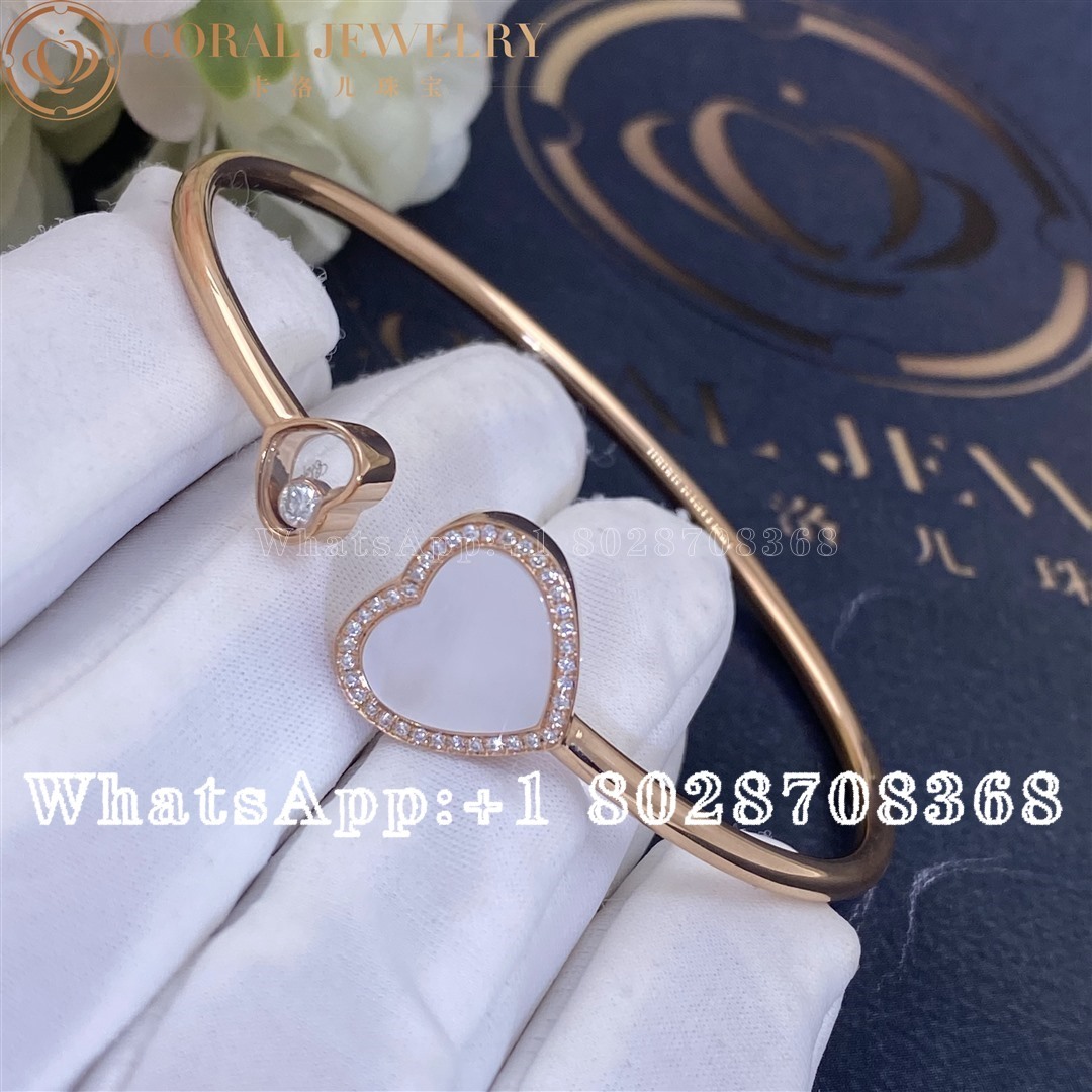 Chopard Rose Gold Diamond And Mother Of Pearl Happy Hearts Bangle 85a074 5302 Coral (5)