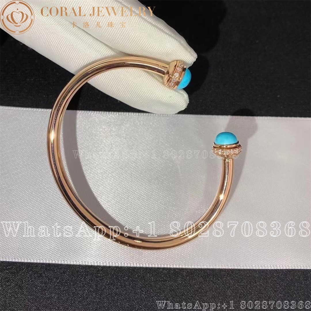 Piaget Possession Open Bangle Bracelet Rose Gold Turquoise Diamond G36pa200 Coral (5)