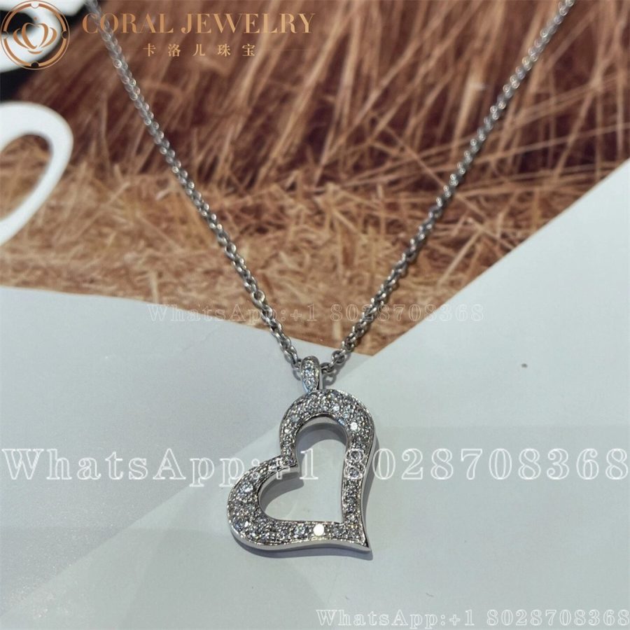 Piaget Diamond Heart Necklace in 18K White Gold 0.24 CT - Image 8