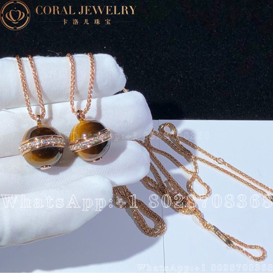 Piaget Possession Pendant Rose Gold Tiger's Eye Diamond Pendant G33PB700 - Image 5
