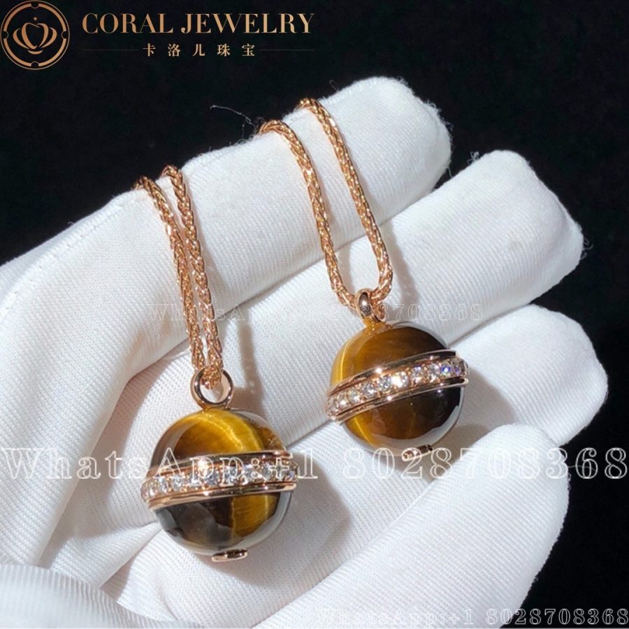 Piaget Possession Pendant Rose Gold Tiger's Eye Diamond Pendant G33PB700 - Image 6