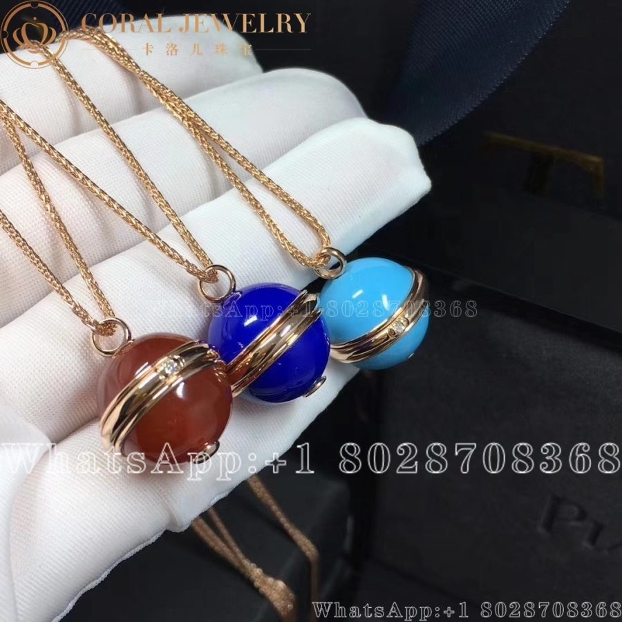 Piaget Possession Pendant Rose Gold Turquoise Diamond Pendant G33PA400 - Image 4