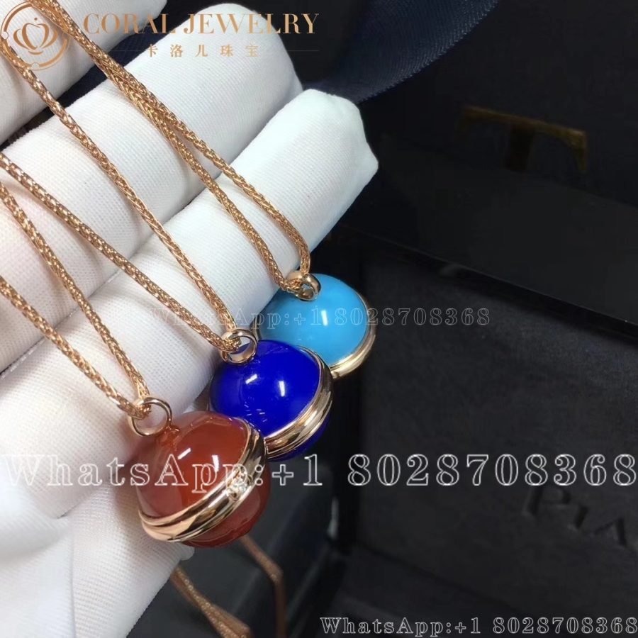 Piaget Possession Pendant Rose Gold Turquoise Diamond Pendant G33PA400 - Image 6