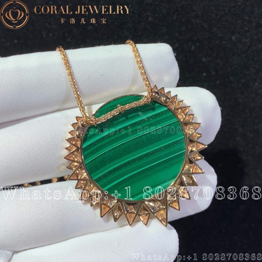 Piaget Sunlight Pendant Rose Gold Malachite Diamond Pendant G33L2G00 - Image 4