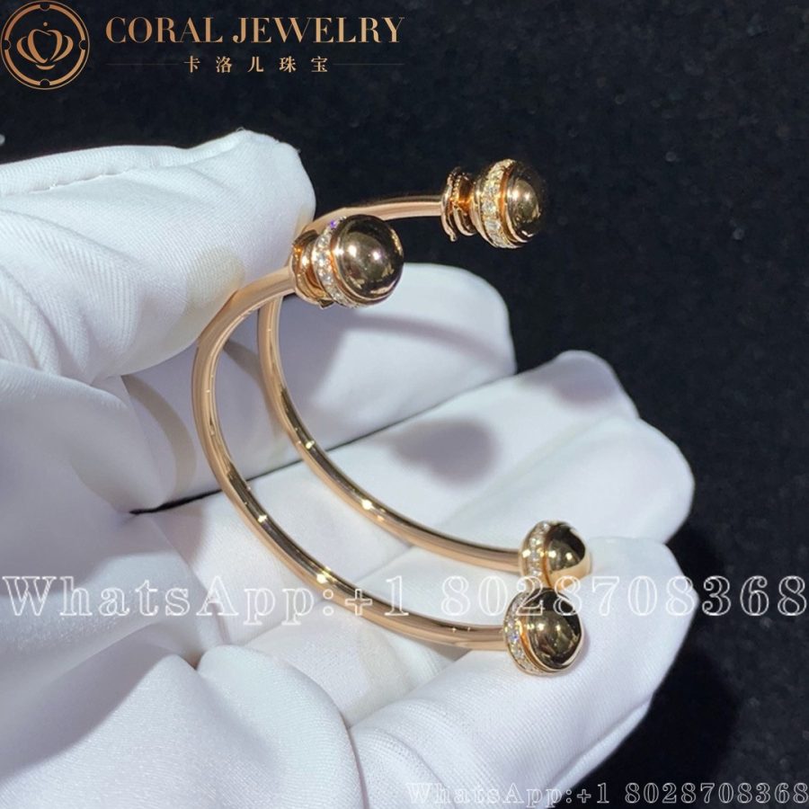 Piaget Possession Earrings Rose Gold Diamond Open Hoop Earrings G38PV600 - Image 5