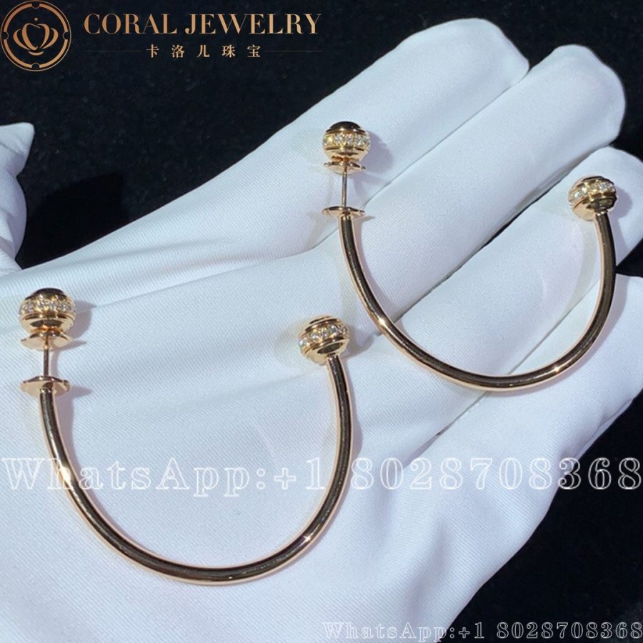 Piaget Possession Earrings Rose Gold Diamond Open Hoop Earrings G38PV600 - Image 6