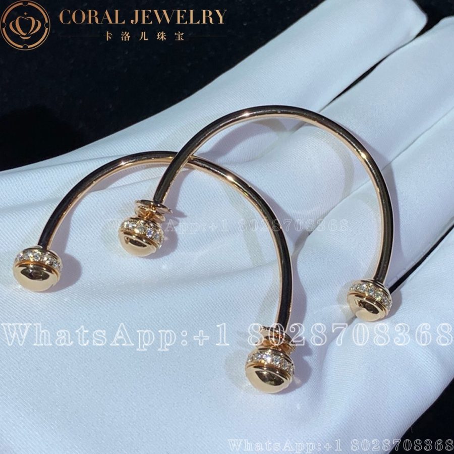 Piaget Possession Earrings Rose Gold Diamond Open Hoop Earrings G38PV600 - Image 7