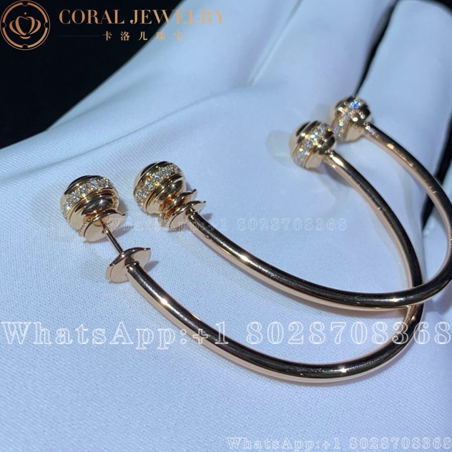 Piaget Possession Earrings Rose Gold Diamond Open Hoop Earrings G38PV600 - Image 8