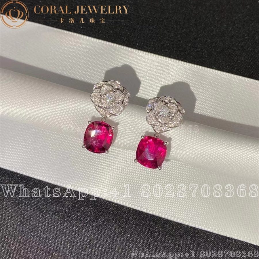 Piaget Rose Earrings White Gold Diamond Pink Tourmaline Earrings G38U0052 - Image 4