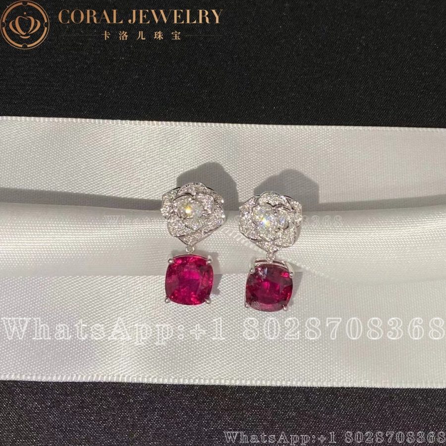 Piaget Rose Earrings White Gold Diamond Pink Tourmaline Earrings G38U0052 - Image 5