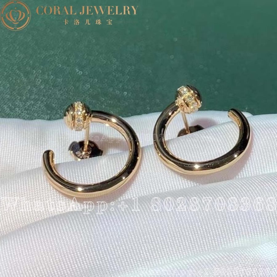 Piaget Rose Gold Diamond Open Hoop Earrings G38PV700 - Image 3