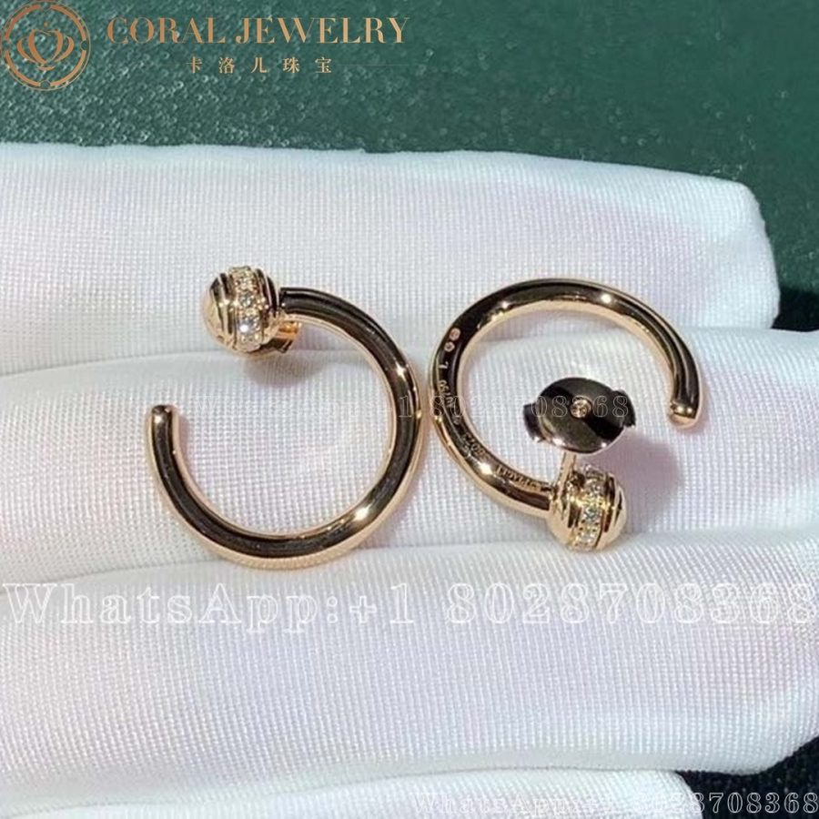 Piaget Rose Gold Diamond Open Hoop Earrings G38PV700 - Image 4