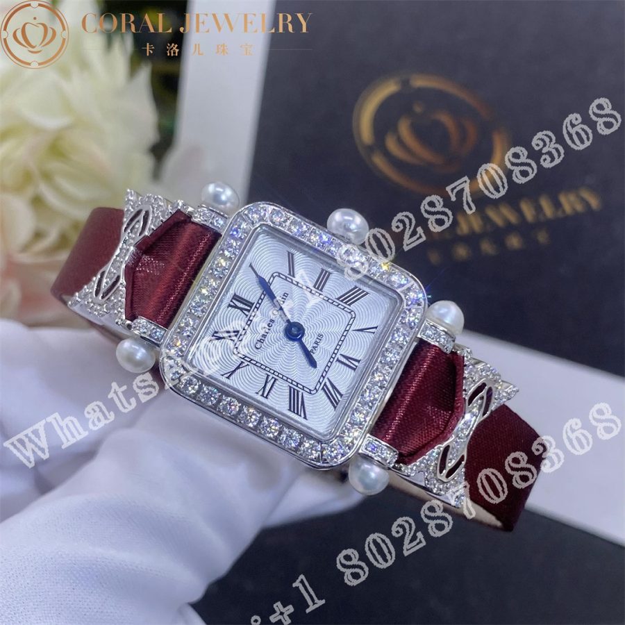 Charles Oudin Pansy Retro Quartz 20mm Silk, Diamond Watch with Elements Roman Style - Image 5