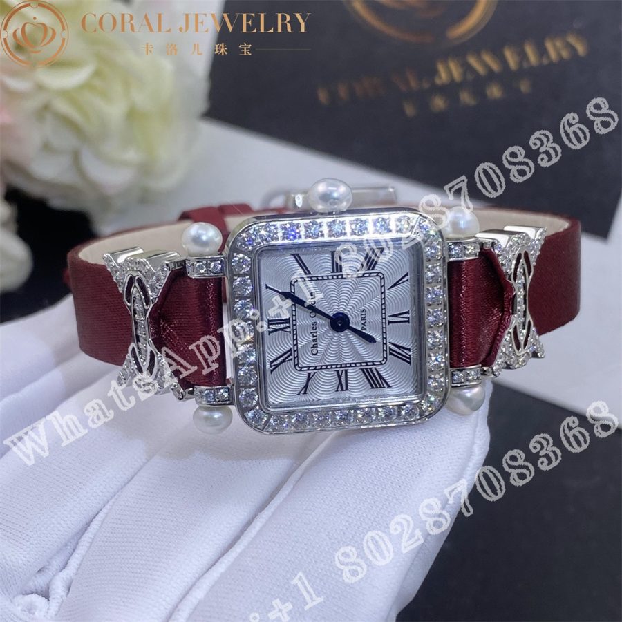 Charles Oudin Pansy Retro Quartz 20mm Silk, Diamond Watch with Elements Roman Style - Image 3