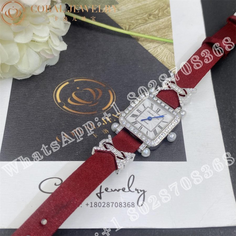 Charles Oudin Pansy Retro Quartz 20mm Silk, Diamond Watch with Elements Roman Style - Image 7