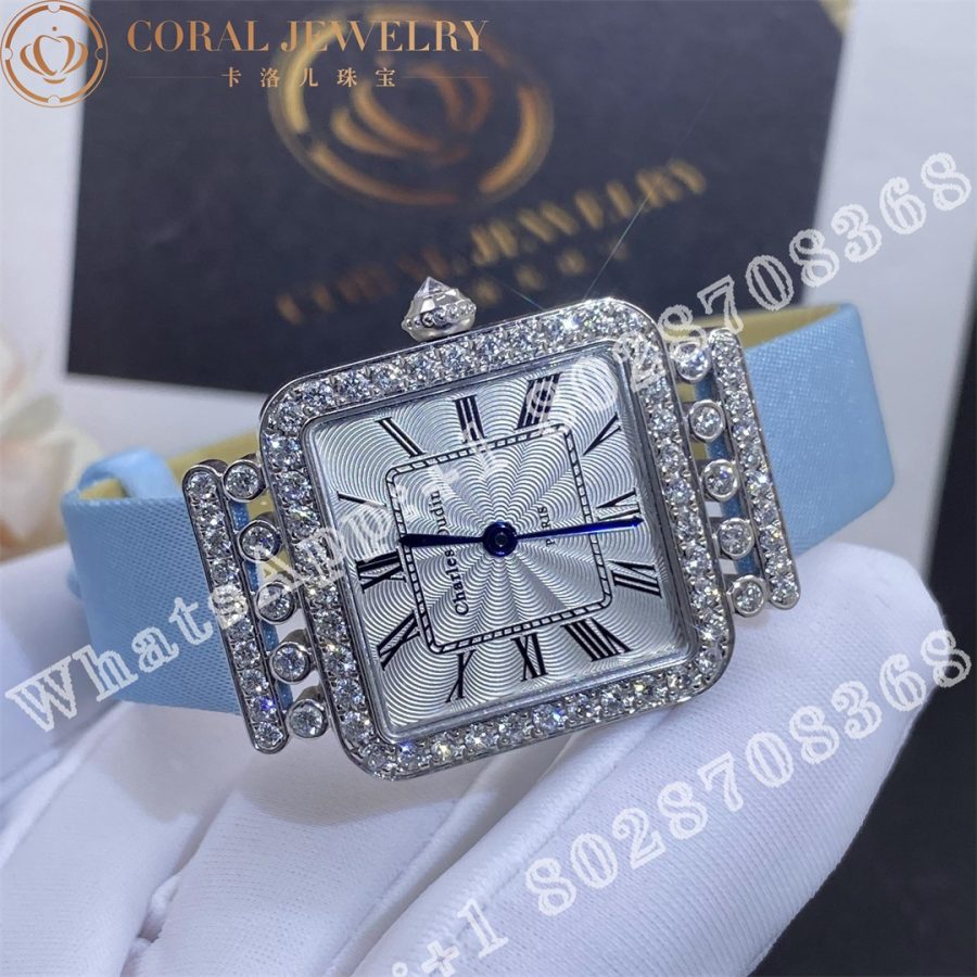 Charles Oudin Rose Retro 24mm Medium Satin and Diamond Watch Roman Style - Image 4