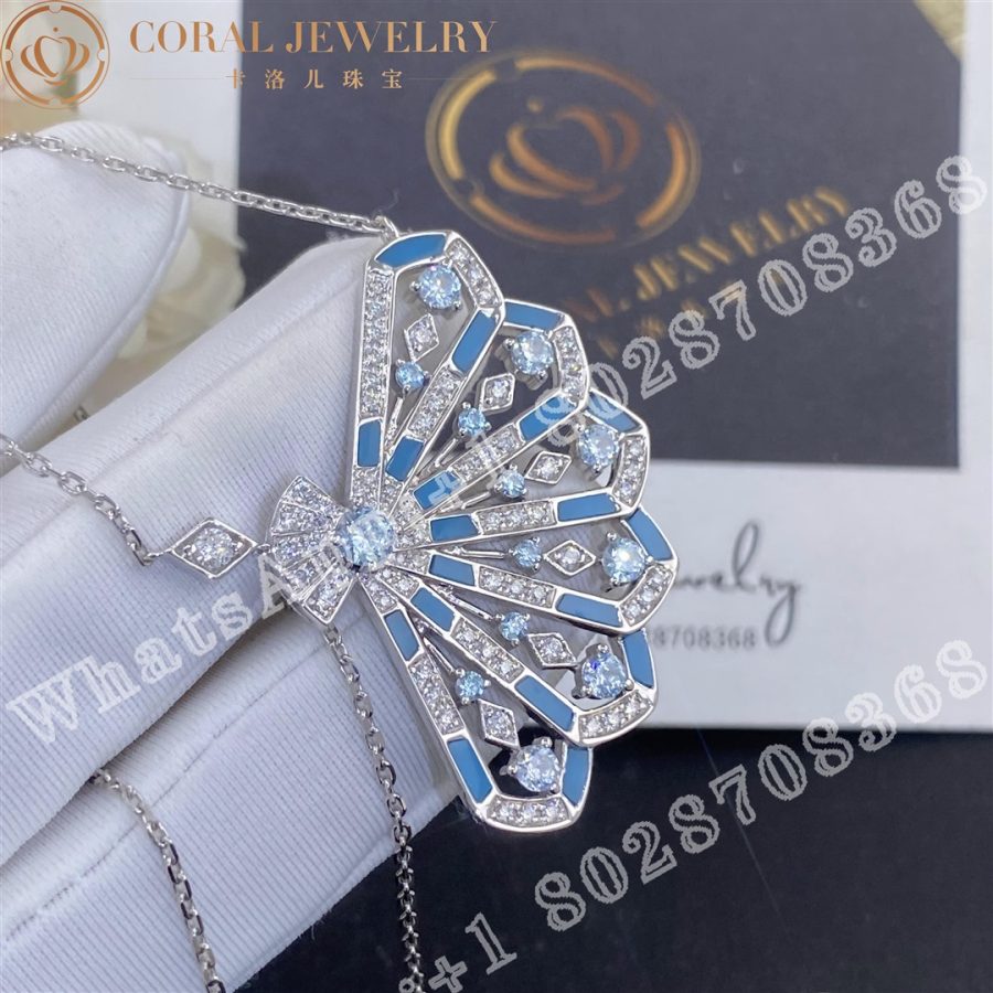 Garrard Fanfare Symphony Diamond and Aquamarine Pendant In 18ct White Gold with Turquoise - Image 3