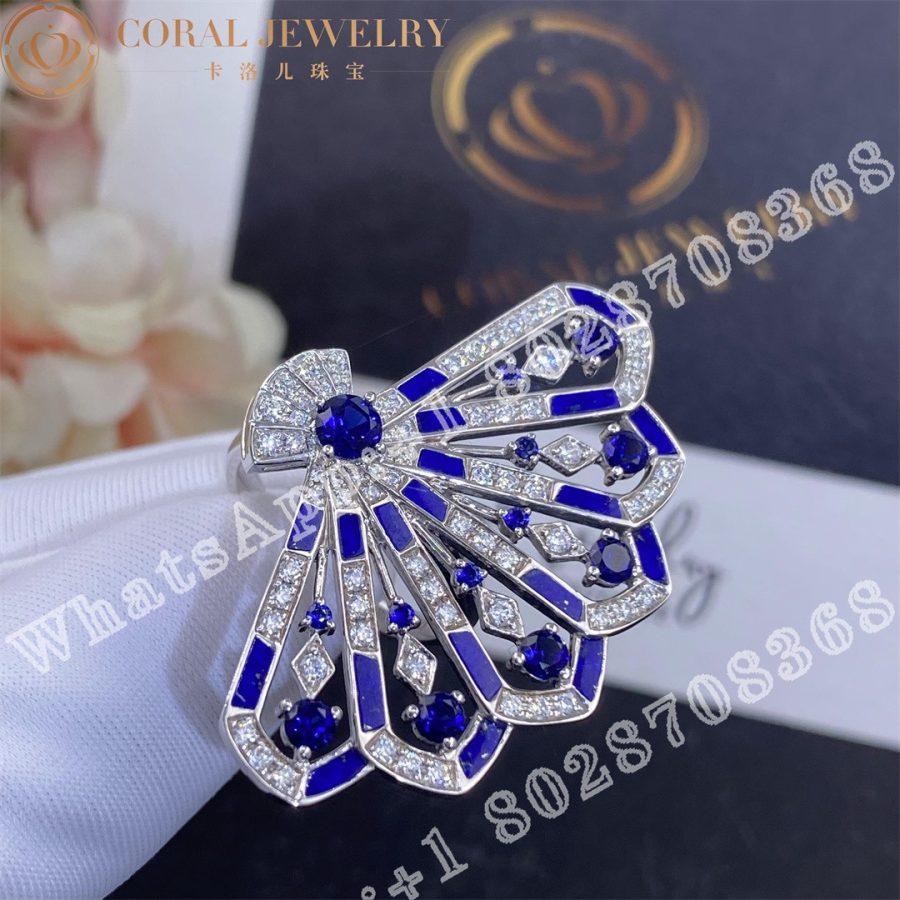 Garrard Fanfare Symphony Diamond and Sapphire Ring In 18ct White Gold with Lapis Lazuli - Image 4