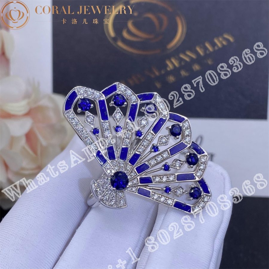 Garrard Fanfare Symphony Diamond and Sapphire Ring In 18ct White Gold with Lapis Lazuli - Image 5
