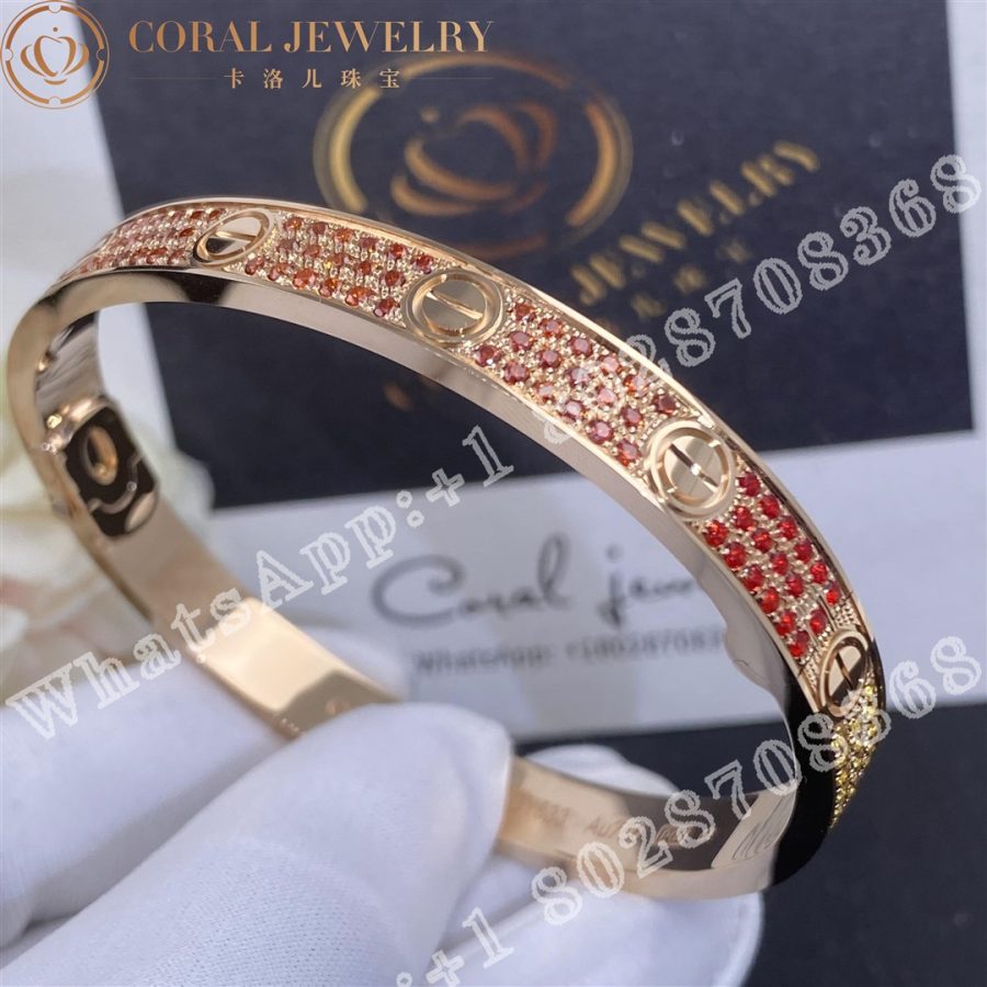 Cartier Love Bracelet Rose Gold Pave Sapphire - Image 3