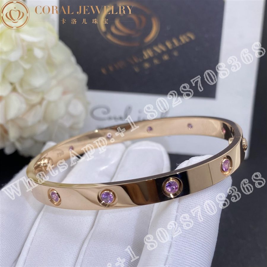 Cartier Love Bracelet Rose Gold Pink Sapphire - Image 3