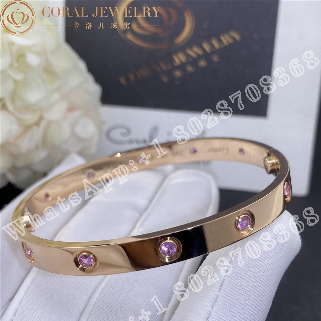 Cartier Love Bracelet Rose Gold Pink Sapphire - Image 6