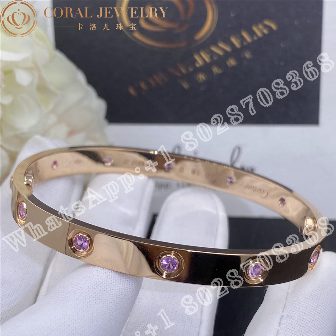 Cartier Love Bracelet Rose Gold Pink Sapphire Coral (7)